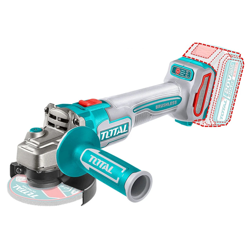 Baterijska ugaona brusilica 20V prečnik 115mm - 3 brzine - TOTAL TAGLI21154
