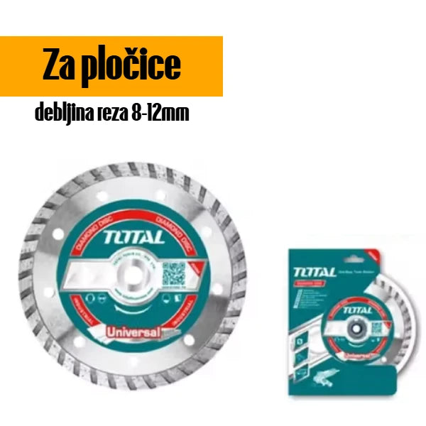 Tanka univerzalna dijamantska rezna ploča za mokro sečenje 115mm - TOTAL TAC2131153HT