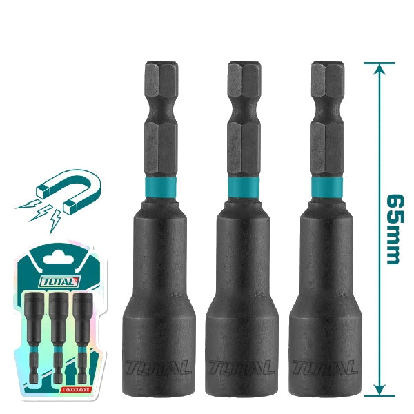 Set od 3 udarnih magnetnih usadnih nastavaka HEX 8x65mm - TOTAL TAC270831