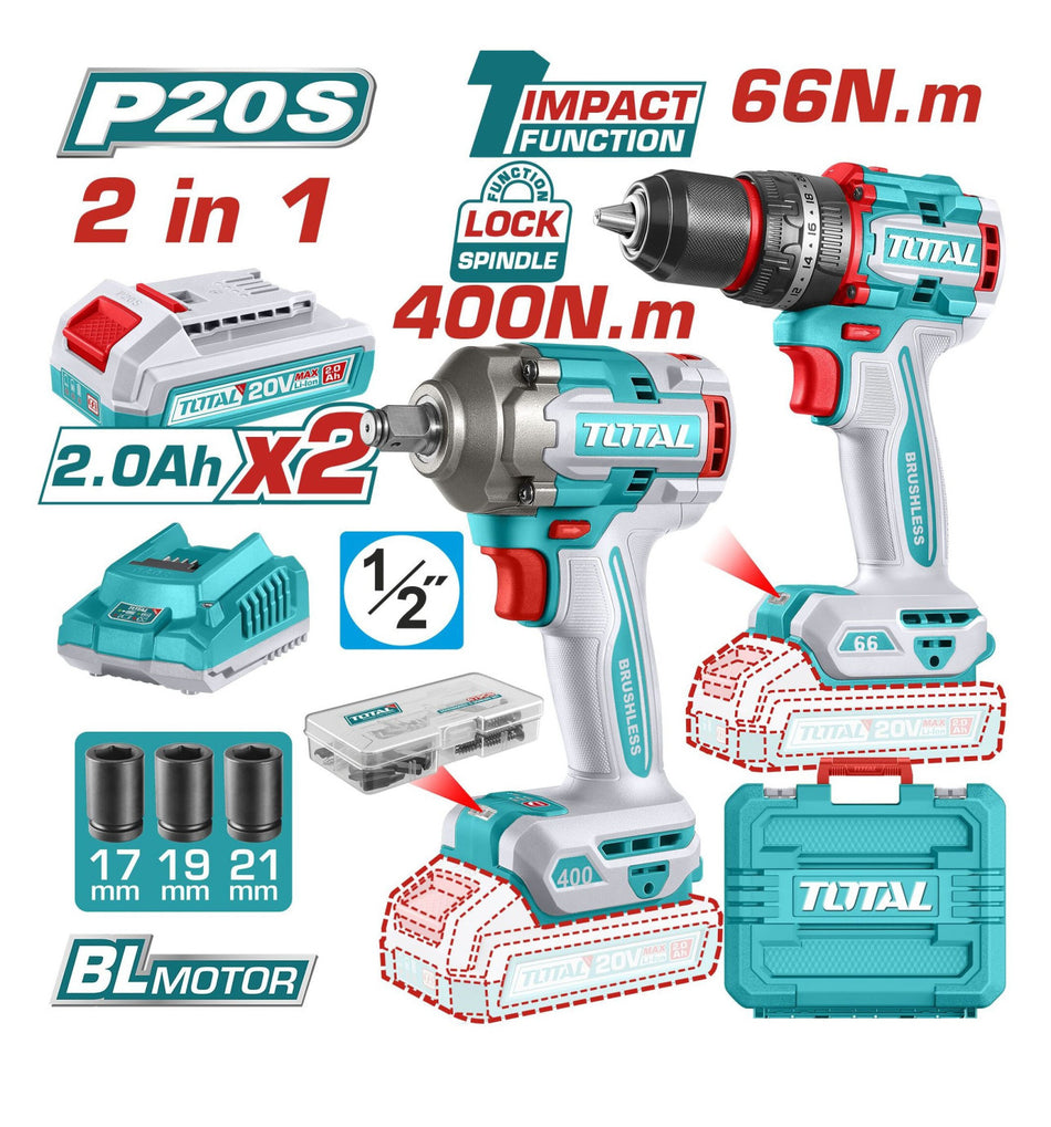 SET Aku udarna bušilica TIDLI206681 + Aku udarni odvijač TIWLI20401 + 2 baterije 2Ah