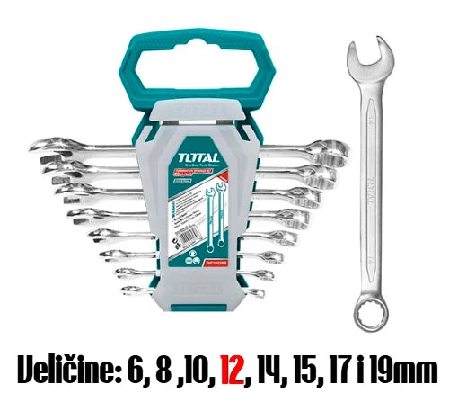 8-delni komplet okasto-viljušastih ključeva 6-19mm - TOTAL THT102286