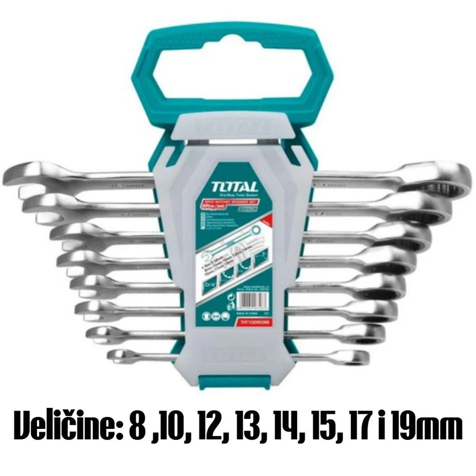 8-delni set vilasto-okastih ključeva sa krckalicom 8-19mm - TOTAL THT102RK086