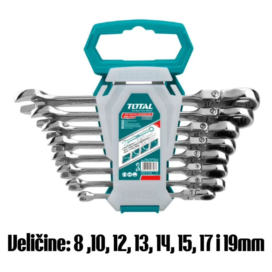8-delni set vilasto-okastih ključeva sa krckalicom 8-19mm - TOTAL THT102RK586