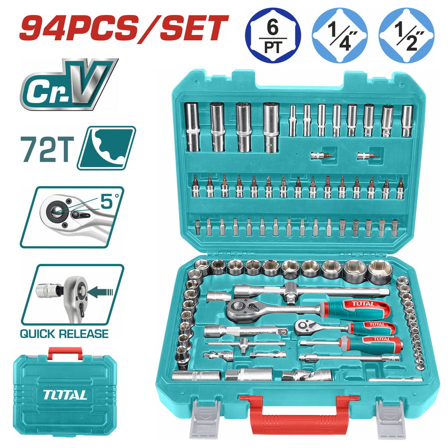 Set gedora 94 komada, veličine 1/4" i 1/2"